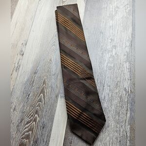 Boeing Neck Tie Vintage Brown Stripes 767 Logo Pattern